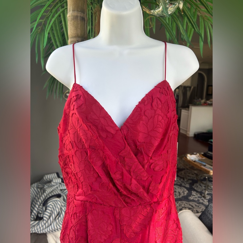 KEEPSAKE the LABEL Rouge Red Offset Surplice Sleeveless Jumpsuit Lined NWT 6 M